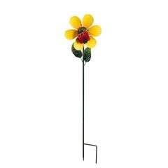 Solar Flower with ladybug Spiner Stake 36"