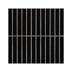 1" x 6" Black Matte Stack Pattern Mosaic 15PC/14.1 SF/BX