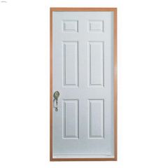 Porte 36"x80" 6 panneaux naturel LH int. 4-5/8" seuil PVC