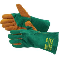 Green Barbeque/Welding Leather Gloves Large