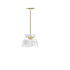 Chalice Brass Mini-Pendant Light with Milky Swirl Glass