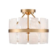 Luna 3 Brass Semi-Flush Mount Light