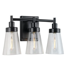 Applique de vanité Hinton trois lumières noire mate
