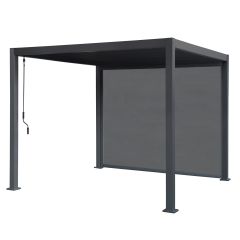 Pergola with Louver Top and Pull Wall 10' x 10' - Black