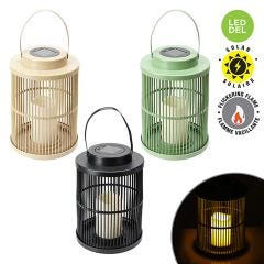Lantern Rattan with Solar LED Flicker Flame Candle-3 Assorte