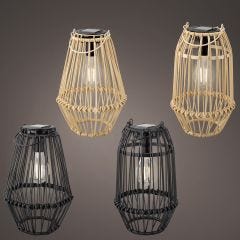 Lantern Natural or Black Poly Rattan with Solar Bulb 8.5"