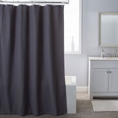 71''x71'' Belgian Waffle Fabric Shower Curtain-Grey