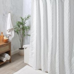 70"x72" Diamant Fabric Shower Curtain-White