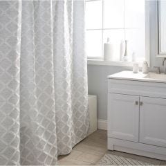 70"x72" Linden Jacquard Fabric Shower Curtain-Gray White