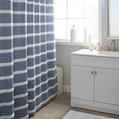 71"x71" Lyndale Fabric Shower Curtain-Blue White