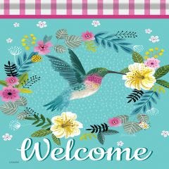 Spring Garden Flag Hummingbird Wreath