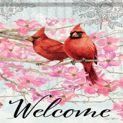 Spring Garden Flag Cardinals In Pink