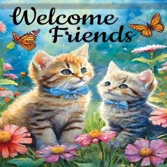 Summer Garden Flag Cute Kittens