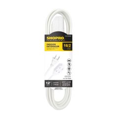 16/2 SPT-2 3-Outlet 12' Indoor Extension Cord White