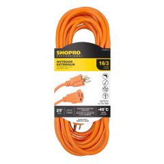 16/3 SJTW 25' Outdoor Extension Cord Orange