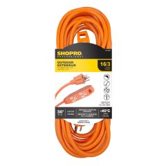 16/3 SJTW 3-Outlet 30' Outdoor Extension Cord Orange