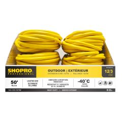 12/3 SJTW 50' Lit End Outdoor Extension Cord Yellow