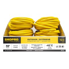 12/3 3-Outlet 50' Lit End Outdoor Extension Cord Yellow