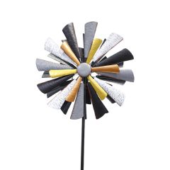 Tuteur éolienne de jardin avec lumière solaire 81''