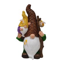 Gnome avec lumière solaire et abeilles 14''