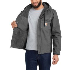 Relaxed Fit Washed Duck Sherpa-Lined Utility Jacket Moss-L