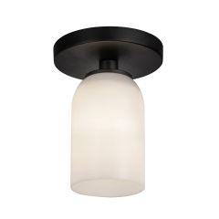 Nola 4" Semi-Flush Mount-Matte Black with Opal Glass