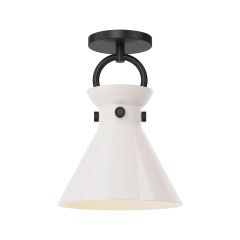 Emerson 9" Semi-Flush Mount-Matte Black with Opal Glass
