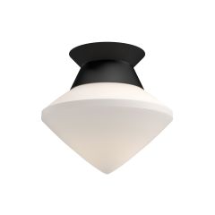 Nora 8" Flush Mount-Matte Black with Opal Glass