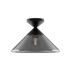Mauer 12" Semi-Flush Mount-Matte Black with Smoked Glass