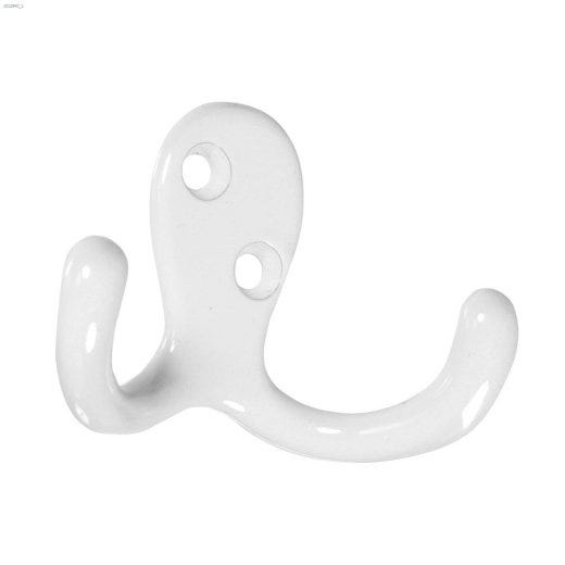 3\" White Double Clothes Hook