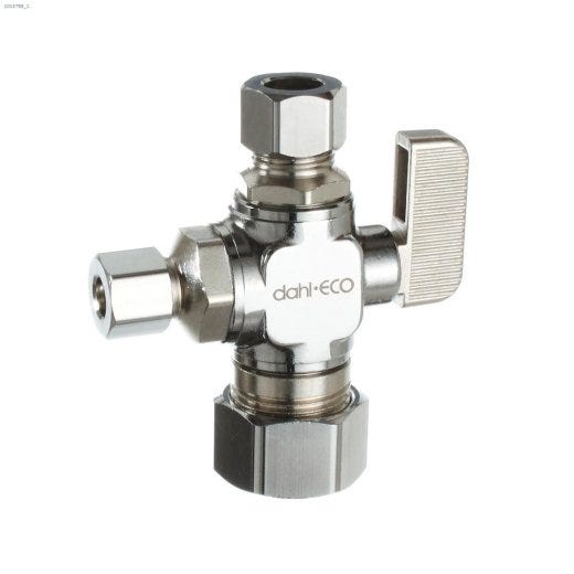 5\/8\" x 3\/8\" x 1\/4\" Copper Compression Dual Outlet Valve