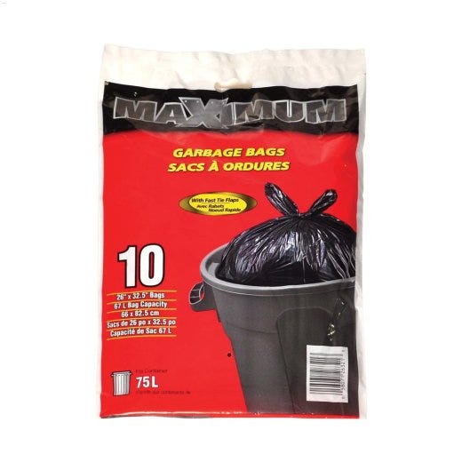 26\" x 32-1\/2\" Black Regular Outdoor Garbage Bag-10\/Pack