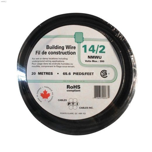 20m 14\/2 Black Wire