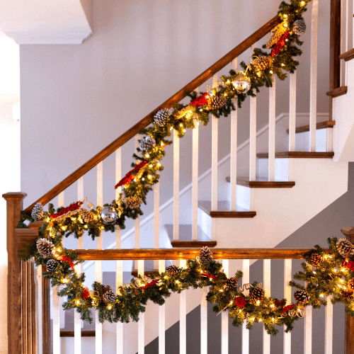 How to Hang Garland on Stairs