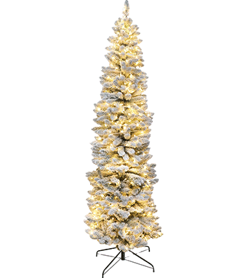Pencil Pine Flocked Tree with 200 Warm White LEDs image