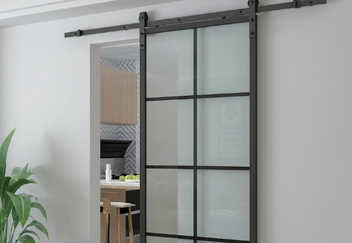 barn door with glass panes