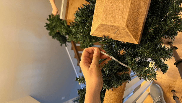 attaching garland with zip ties