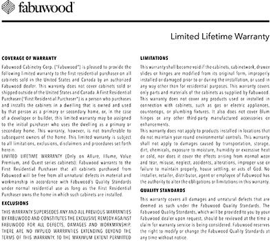 Fabuwood Ressource de garantie