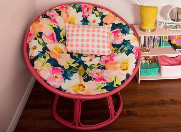 pink spray painted round chair