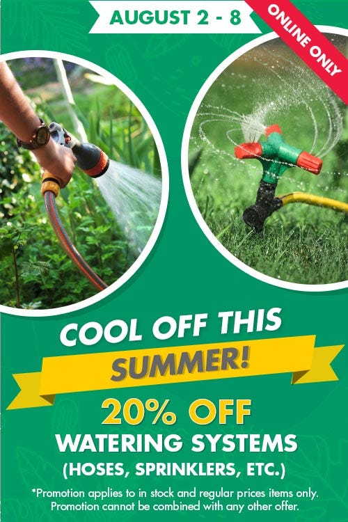 cool off this summer – 20% off watering systems