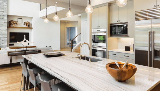 kitchen island with lights