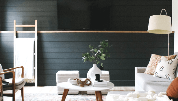 black shiplap wall